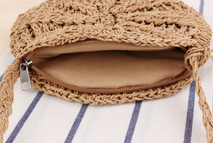 eybag Rattan Woven Round Women Straw Bag Handbag Knit Summer Beach Bag Woman Shoulder Messenger Bag Tassel Khaki Beige Crossbody Bags