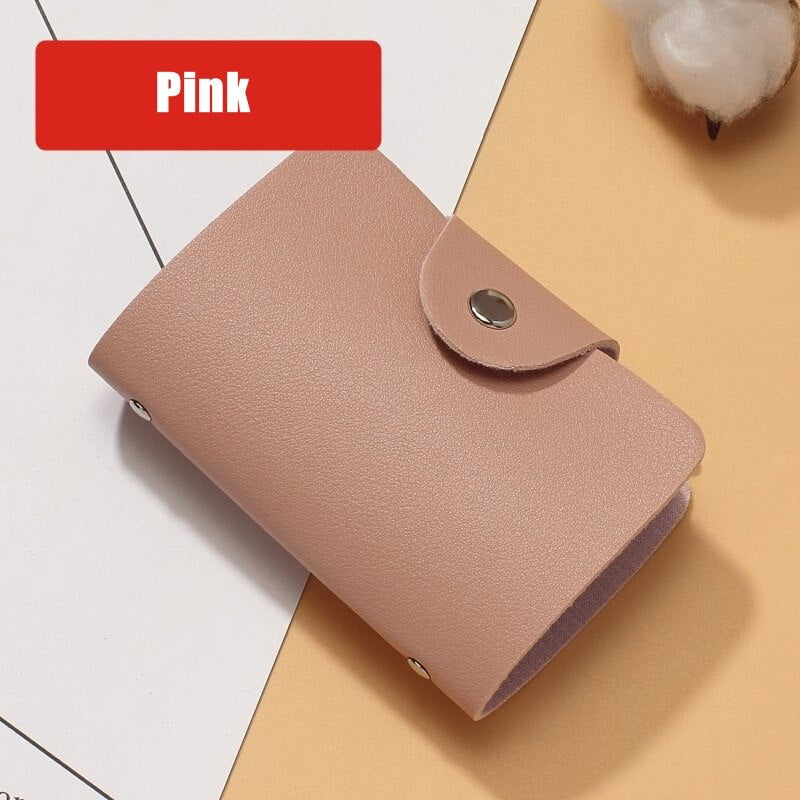 Lkblock Leather Function 24 Bits Card Case Business Card Holder Men Women Credit Passport Card Bag ID Passport Card Wallet