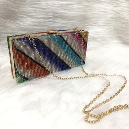 eybag Rainbow Diamond Wedding Clutch Purse  Elegant Party Evening Bag small Handbag for Women Luxury Designer Cross body Bag  B373