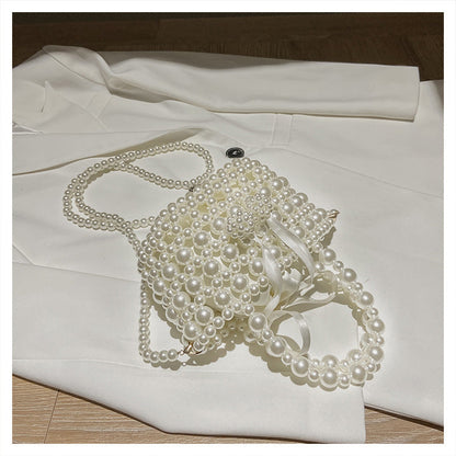 eybag Luxury Pearl Woven Handbag Chain Shoulder Bags for Women 2021 Summer Travel Hollow Brand Designer Female Crossbody Bag