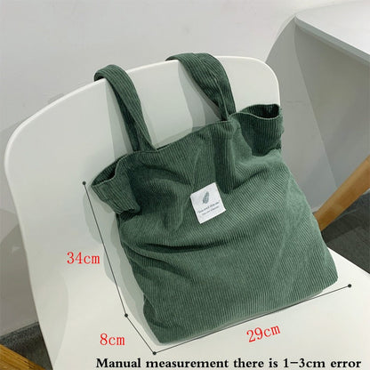 eybag Corduroy Bag Handbags for Women Shoulder Bags Female Soft Environmental Storage Reusable Girls Small and Large Shopper Totes Bag