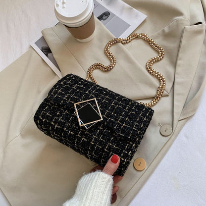 eybag New Chain Plaid Wool Women Bags Luxury Designer Purses And Handbags Ladies Crossbody Shoulder Bag Female Flap Messenger Bag