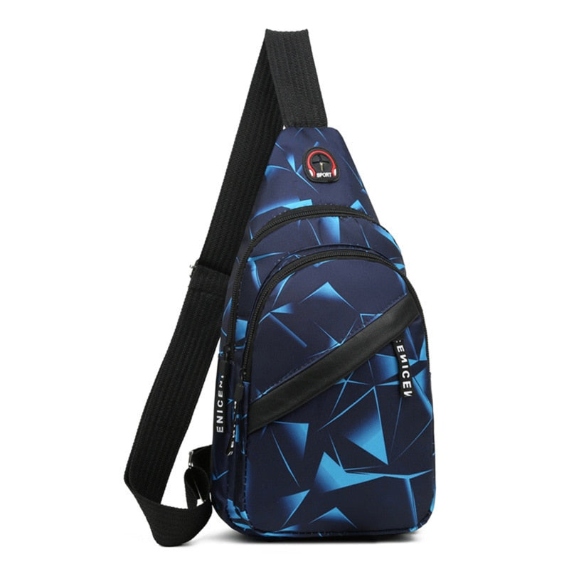 eybag Geometric Print Oxford Cloth Casual Crossbody Bags Husband Backpack Sports Travel Outdoor Light Lovers Chest Bags Shoulder Bags