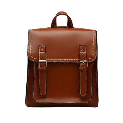 eybag Preppie style women Backpack Pu Leather Shoulder Bag multi-function Female Backpack Vintage School Bag for Girls Leisure Bag Sac