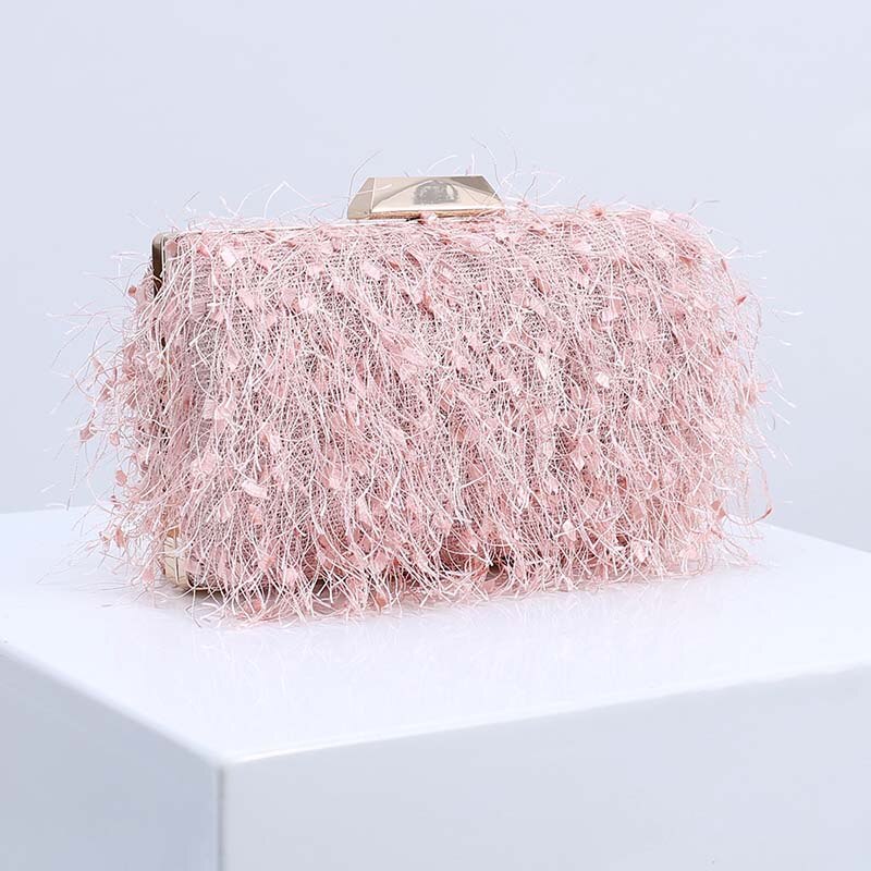 eybag Women's Tassel Clutch Purse Evening Bag Wedding Banquet Elegant Female Apricot Handbag Party Shoulder Bag ZD1910