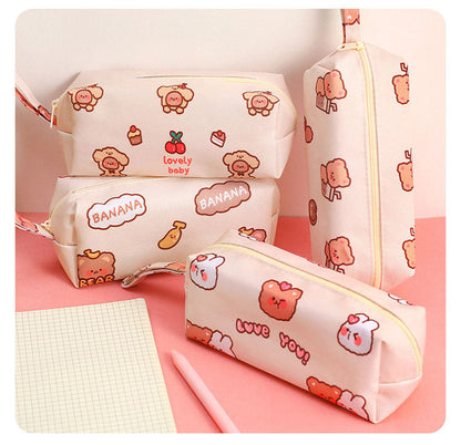 eybag Cartoon Little Bear Canvas Pencil Case Large Capacity Pencil Case Desktop Stationery Organizing Storage Bag