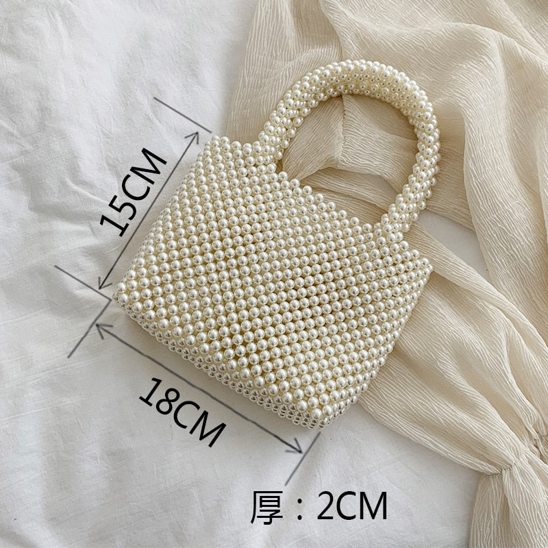 Lkblock Mini Pearl Bag Handmade Vintage EVA Beaded Fashion Banquet Party Shoulder Bag Female 2022 Wedding Bags Luxury Women's Coin Purse