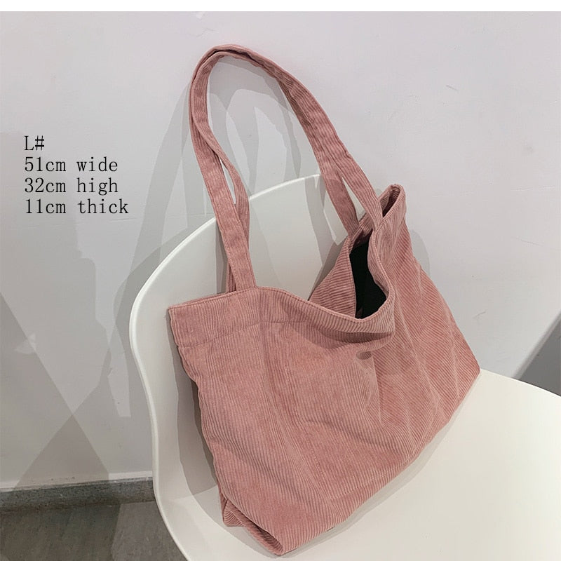 eybag Corduroy Bag Handbags for Women Shoulder Bags Female Soft Environmental Storage Reusable Girls Small and Large Shopper Totes Bag