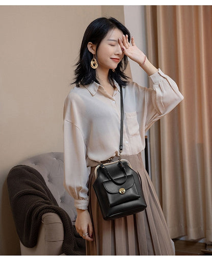 eybag women shoulder bags Korean style Metal Buckle clip Ladies Handbags PU Leather lady Sling bag female Crossbody Bag purses