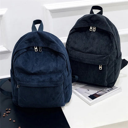 eybag Corduroy Backpack Fashion Women Bookbags Pure Color Shoulder Bag Teenger Girl Travel Bags Female Mochila Striped Rucksack