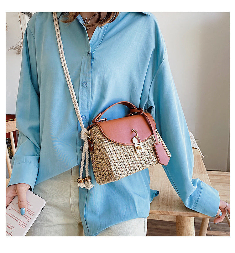 Lkblock fashion rattan women shoulder bags designer handbags luxury wicker woven crossbody bag summer beach straw bag lady small purses