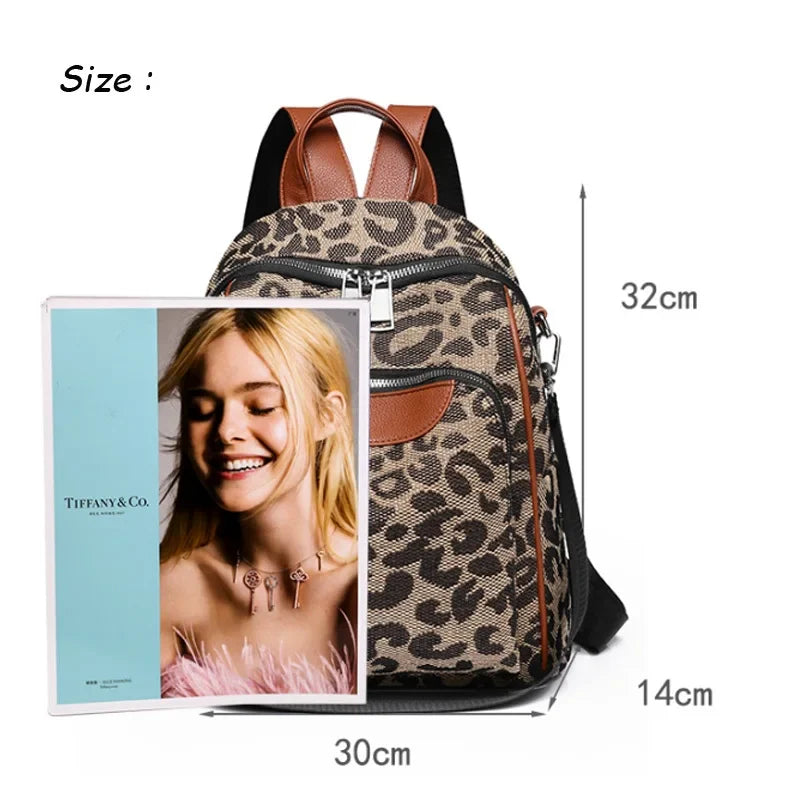 eybag  Women Backpack Vintage Leopard Bagpack Schoolbag for Teenagers Girls Multifunctional Backpack Female Shoulder Bag