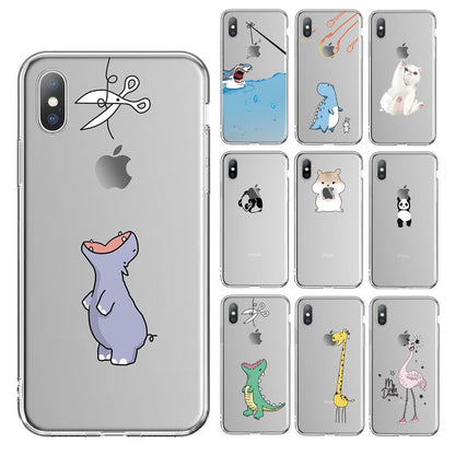 eybag Ottwn Clear Phone Case For iPhone 11 Pro Max 13 12 7 8 6s Plus Cute Cartoon Animal Soft TPU For iPhone X XR XS Transparent Cover