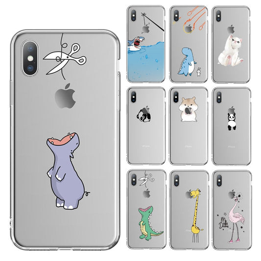 eybag Ottwn Clear Phone Case For iPhone 11 Pro Max 13 12 7 8 6s Plus Cute Cartoon Animal Soft TPU For iPhone X XR XS Transparent Cover