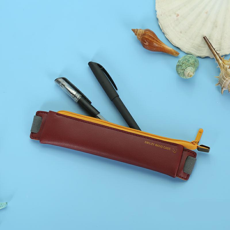 eybag Luxury Pu Leather Elastic Buckle Pencil Case for Book Notebook Fashion Pen Bag School Pen Case for Office Meeting Easy Carry