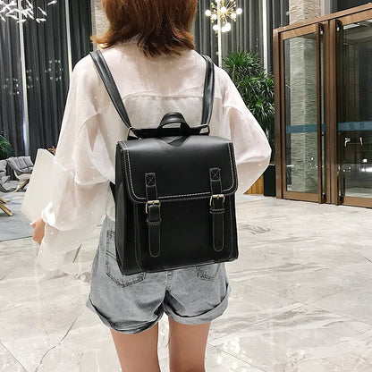 eybag Vintage Backpack Female Pu Leather Bag Women's Backpack Fashion School Bag for Girls High Quality Leisure Shoulder Bag Sac A Dos