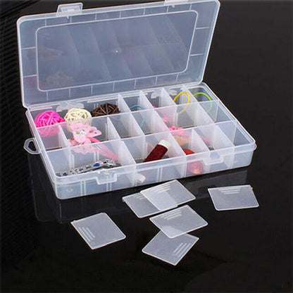 eybag Practical jewelry storage Adjustable Plastic Compartment Storage Box Jewelry Earring Bin Case Container Storage Boxes