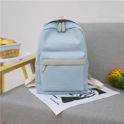 eybag New Teenager Canvas Backpack Gril Boy Schoolbag Softback Solid Color Casual Soft Handle mochilas mujer Escolar rucksack