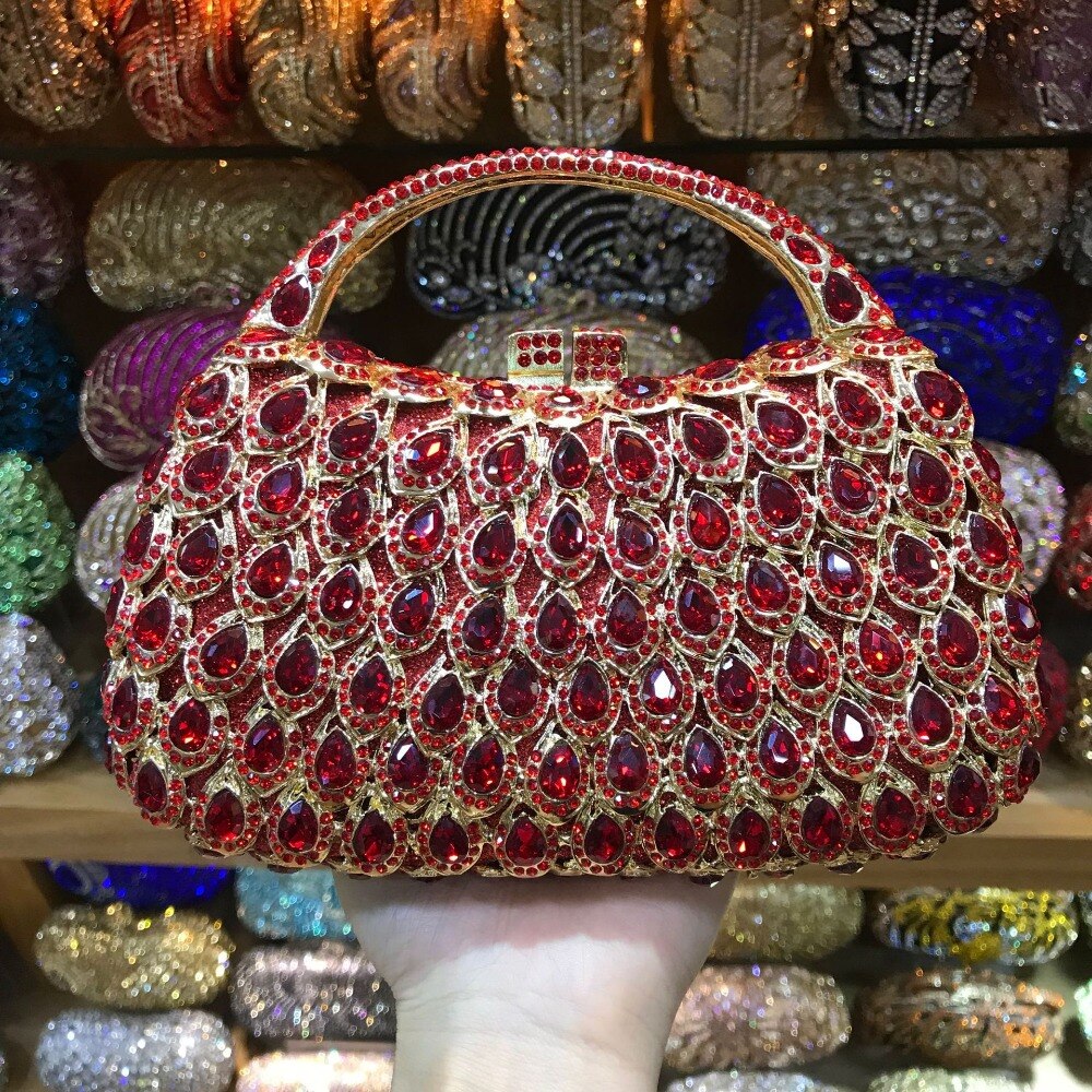 eybag Wholesale Crystals 10 Colors Red Clutch Purse Messenger Bags Clutches Women Bridal Evening Clutch Bag Wedding Party Handbags