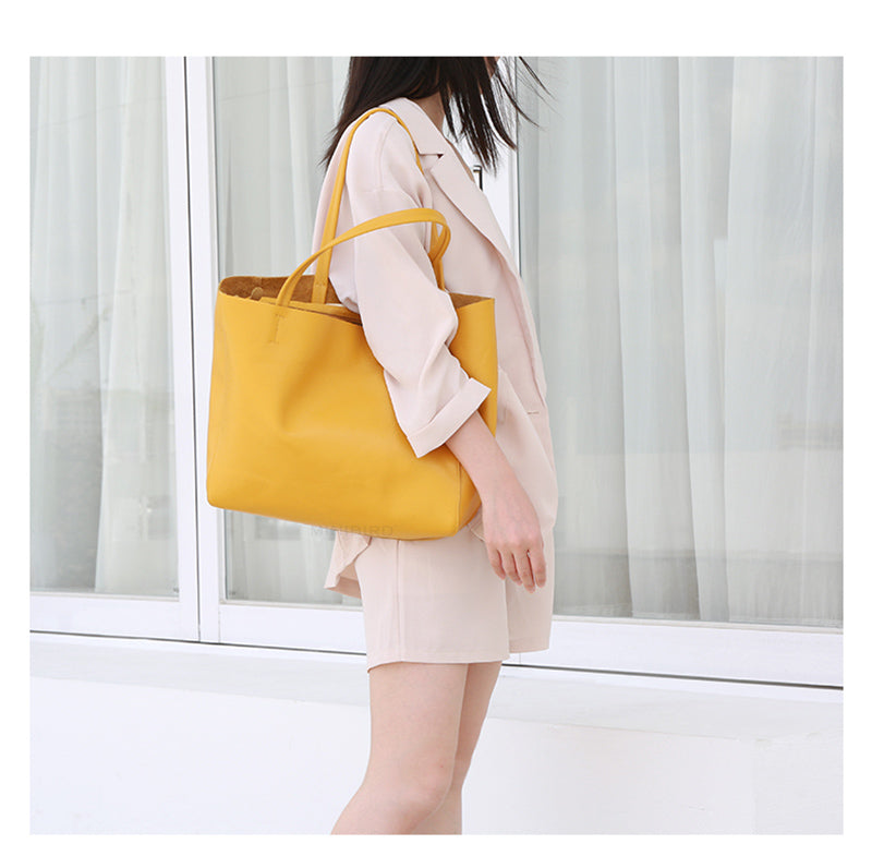 eybag Women Luxury Bag Casual Tote Female Fashion Summer Beach Handbag Lady Popular Soft Cowhide Genuine Leather Shoulder Shopping Bag