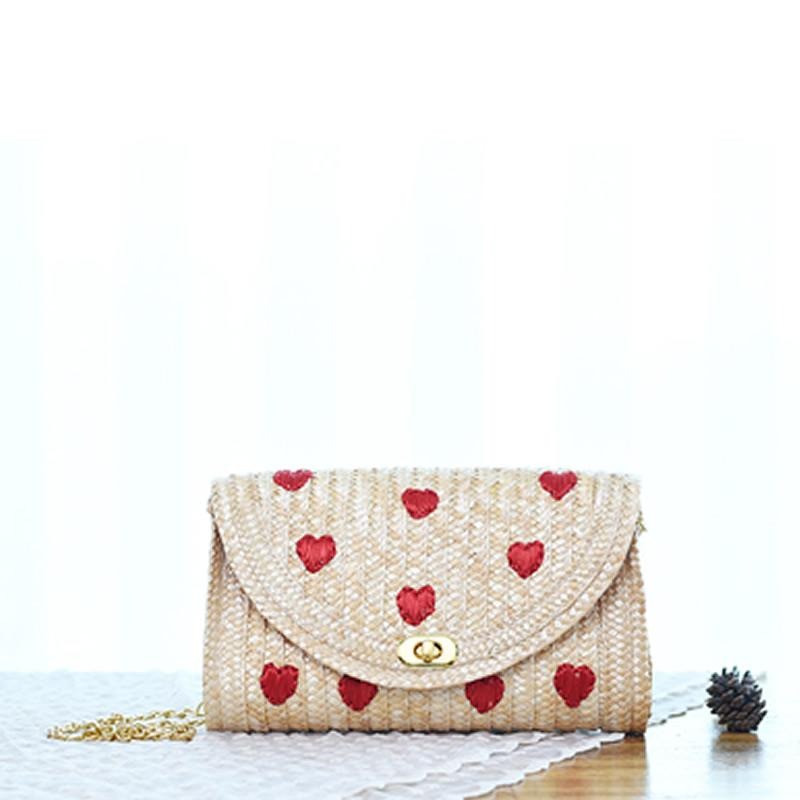 Lkblock Fruit Pattern Clutch Bags for Women 2018 Rattan Weaving Beach Bag Small Women's Purse Handbags Bohemian Female Shoulder Bags