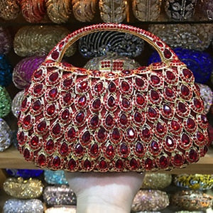 eybag Wholesale Crystals 10 Colors Red Clutch Purse Messenger Bags Clutches Women Bridal Evening Clutch Bag Wedding Party Handbags