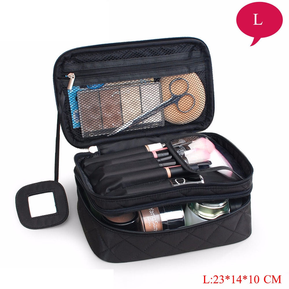 Lkblock Luxury Designer Women's Toiletry Cosmetic Bag Double Waterproof Beautician Make Up Bags Travel Essential Organizer Beauty Case