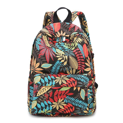 eybag Canvas Leaves Printing Women Backpack School Bags Bookbag for Teenage Girls Daily Travel Knapsack Laptop Rucksack Mochila