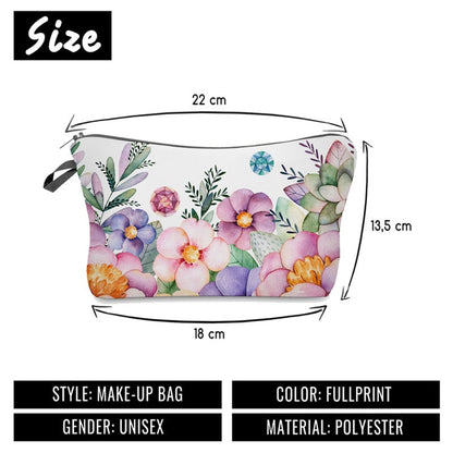 Lkblock Cosmetic organizer bag make up Flowers 3D printing Cosmetic Bag Fashion Women Brand makeup bag