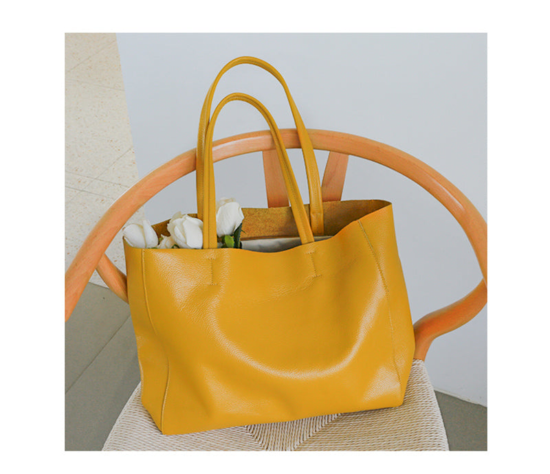 eybag Women Luxury Bag Casual Tote Female Fashion Summer Beach Handbag Lady Popular Soft Cowhide Genuine Leather Shoulder Shopping Bag