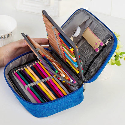 eybag Canvas School Pencil Cases for Girls Boy 72 Holes Pen Box Multifunction Storage Bag Case Pouch Student Stationery Supplies