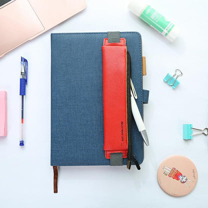 eybag Luxury Pu Leather Elastic Buckle Pencil Case for Book Notebook Fashion Pen Bag School Pen Case for Office Meeting Easy Carry