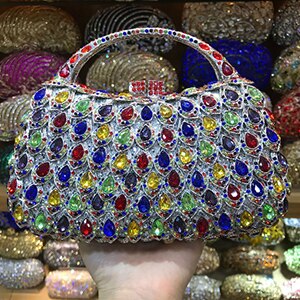 eybag Wholesale Crystals 10 Colors Red Clutch Purse Messenger Bags Clutches Women Bridal Evening Clutch Bag Wedding Party Handbags