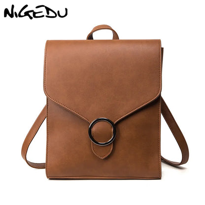 eybag Vintage Women Backpack PU Leather Female schoolbags Teenage Girl Travel books Rucksack Shoulder Bags mochila feminina bolsa