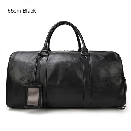 Lkblock Hot Genuine Leather Men Women Travel Bag Soft Real Leather Cowhide Carry Hand Luggage Bags Travel Shoulder Bag Male Female