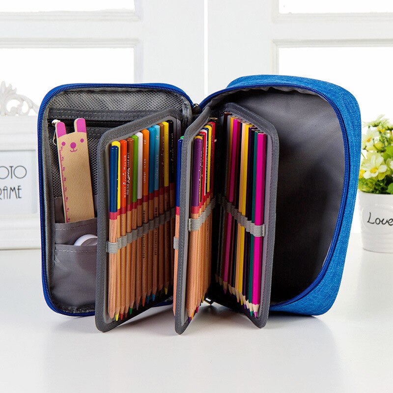 eybag Canvas School Pencil Cases for Girls Boy 72 Holes Pen Box Multifunction Storage Bag Case Pouch Student Stationery Supplies