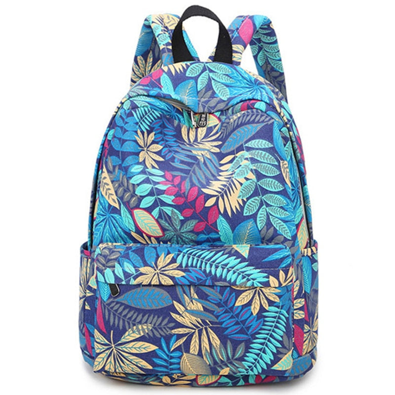 eybag Canvas Leaves Printing Women Backpack School Bags Bookbag for Teenage Girls Daily Travel Knapsack Laptop Rucksack Mochila