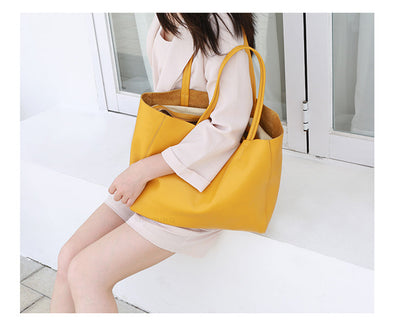 eybag Women Luxury Bag Casual Tote Female Fashion Summer Beach Handbag Lady Popular Soft Cowhide Genuine Leather Shoulder Shopping Bag