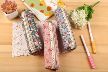 eybag Mini Retro Flower Floral Lace Pencil Case, Pencil Bag School Supplies Cosmetic Makeup Bag Zipper Pouch Purse, Estojo Escolar