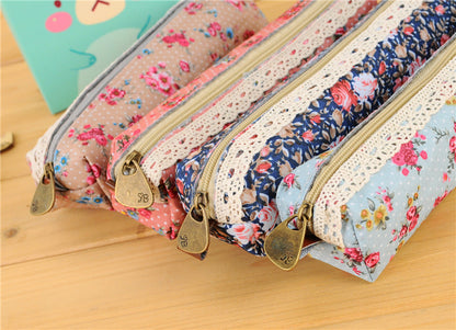 eybag Mini Retro Flower Floral Lace Pencil Case, Pencil Bag School Supplies Cosmetic Makeup Bag Zipper Pouch Purse, Estojo Escolar