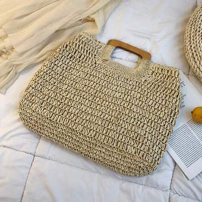 eybag casual rattan large capacity tote for women wicker woven wooden handbags summer beach straw bag lady big purses travel sac