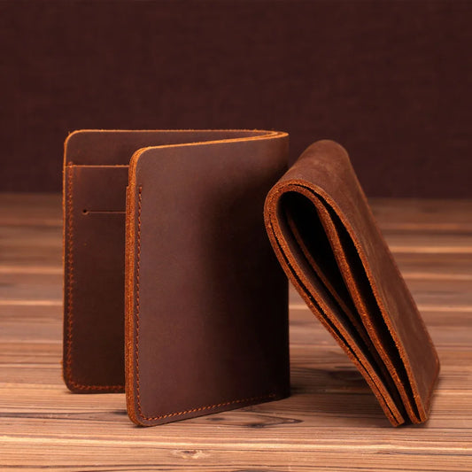 eybag Leather Men Wallets Retro Handmade Small Purse Top Cow Leather Brand Designer Minimalist Wallet Portomonee