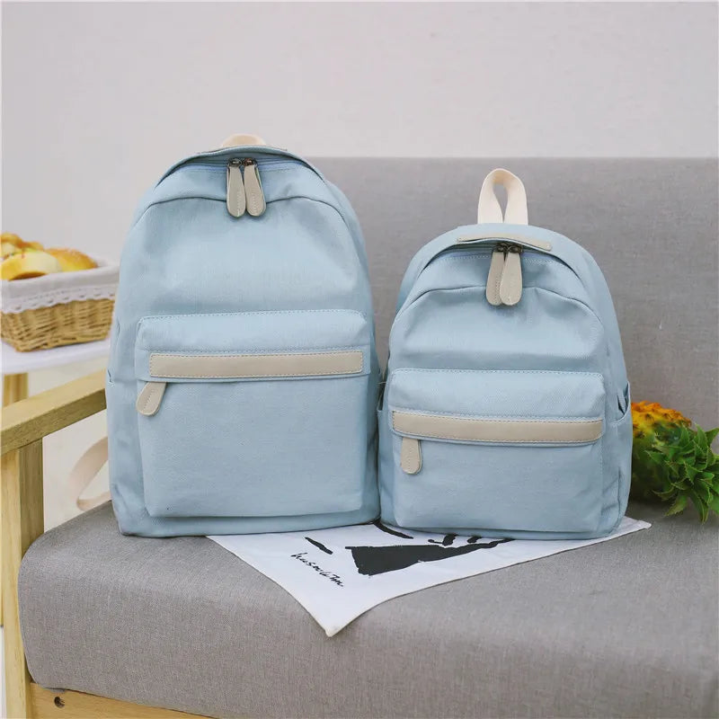 eybag New Teenager Canvas Backpack Gril Boy Schoolbag Softback Solid Color Casual Soft Handle mochilas mujer Escolar rucksack