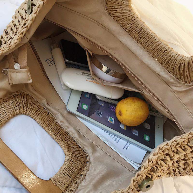 eybag casual rattan large capacity tote for women wicker woven wooden handbags summer beach straw bag lady big purses travel sac