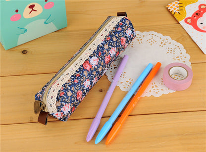 eybag Mini Retro Flower Floral Lace Pencil Case, Pencil Bag School Supplies Cosmetic Makeup Bag Zipper Pouch Purse, Estojo Escolar