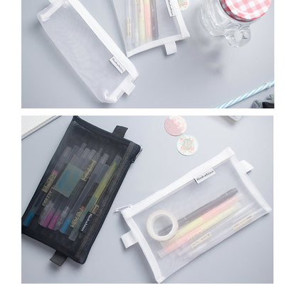 eybag Simple Transparent Mesh Pencil Case Office Student Pencil Cases Nylon School Supplies Pen Box