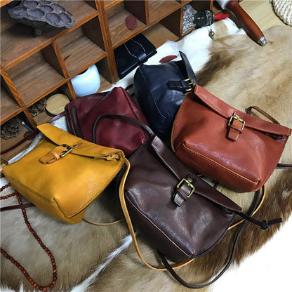 eybag Soft Genuine Leather Women Messenger Bag Female Real Leather Crossbody Shoulder Bags Small Handbag Retro Phone Bag for Girls