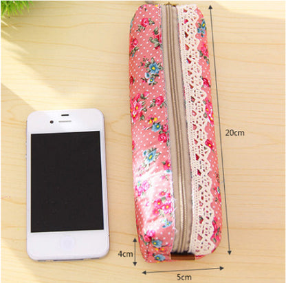 eybag Mini Retro Flower Floral Lace Pencil Case, Pencil Bag School Supplies Cosmetic Makeup Bag Zipper Pouch Purse, Estojo Escolar