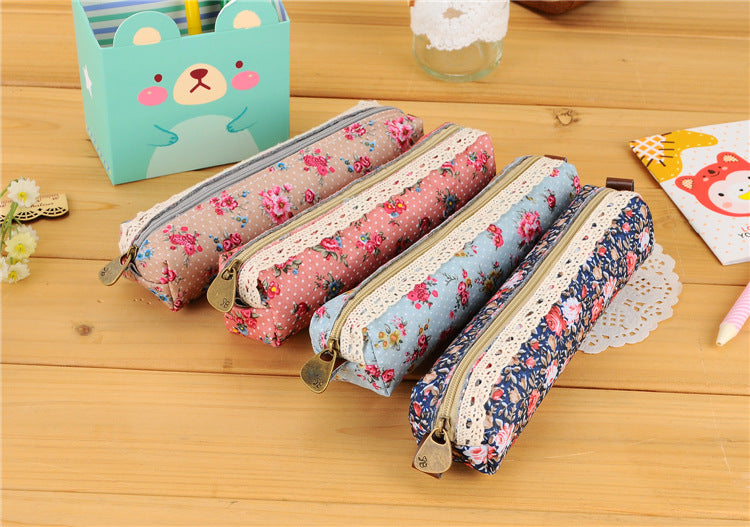 eybag Mini Retro Flower Floral Lace Pencil Case, Pencil Bag School Supplies Cosmetic Makeup Bag Zipper Pouch Purse, Estojo Escolar