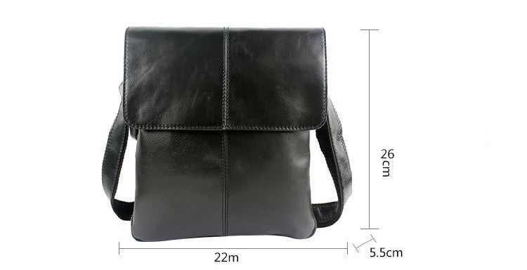 eybag Genuine Leather Male Crossbody Bags High Capacity Real Leather Messenger Bag Solid Vertical Shoulder Handbag for Men